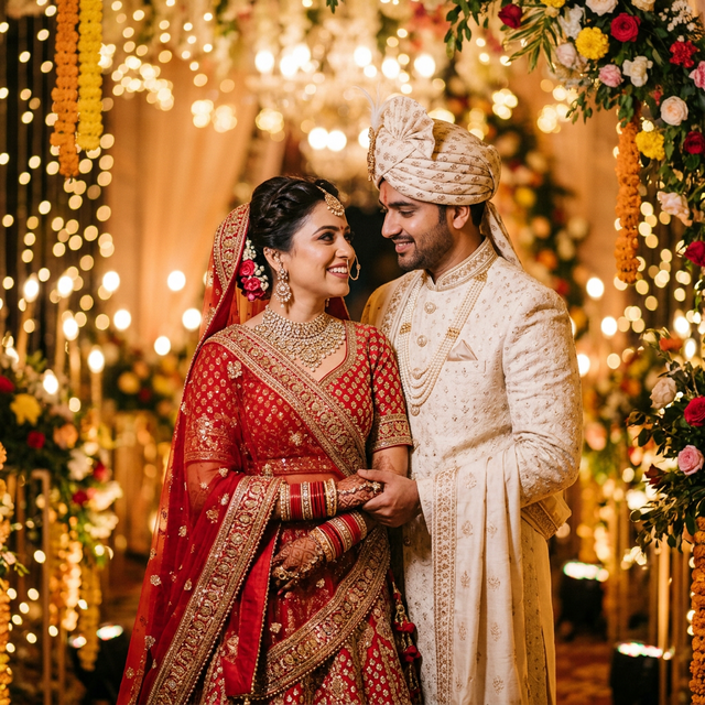 Happy Indian Wedding Couple
